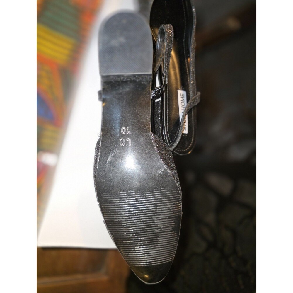 Stunahome Women’s Black Glitter Slingback Pointed Toe Heels Size 10 New - Picture 6 of 10